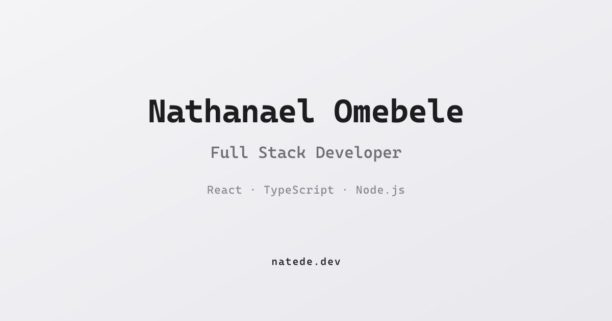 Full Stack Developer | Nate De Developer